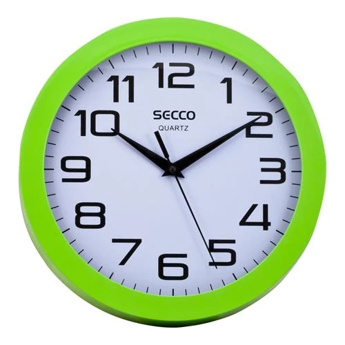 Falióra, 24,5 cm, zöld keretes, SECCO "Sweep second"