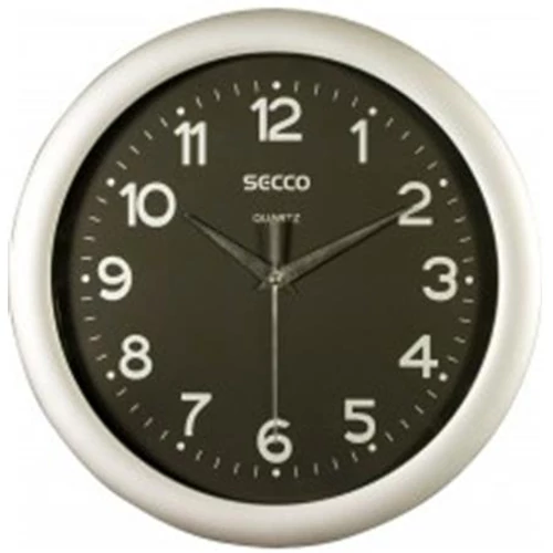 Falióra, 28,5 cm,  fekete számlap,SECCO "Sweep Second", ezüst keret