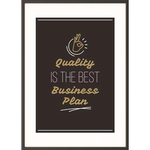 Falikép, motivációs, A3, fekete keret, PAPERFLOW "Quality is the best business plan"