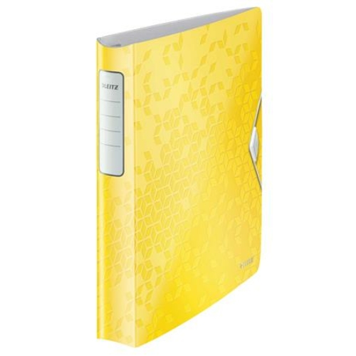 Gyűrűs könyv, 4 gyűrű, D alakú, 52 mm, A4, PP, LEITZ "Active Wow", sárga