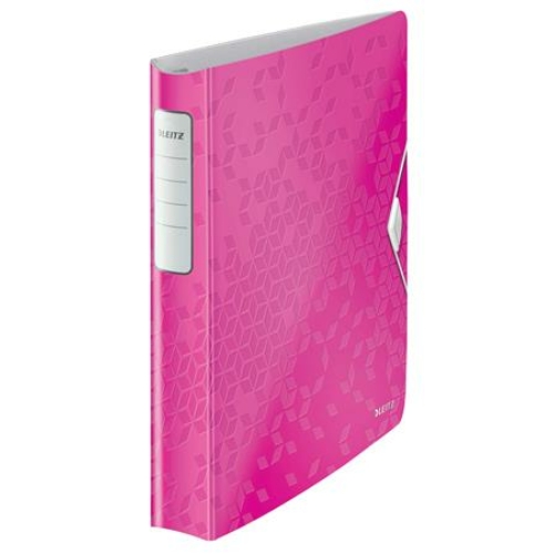 Gyűrűs könyv, 4 gyűrű, D alakú, 52 mm, A4, PP, LEITZ "Active Wow" rózsaszín