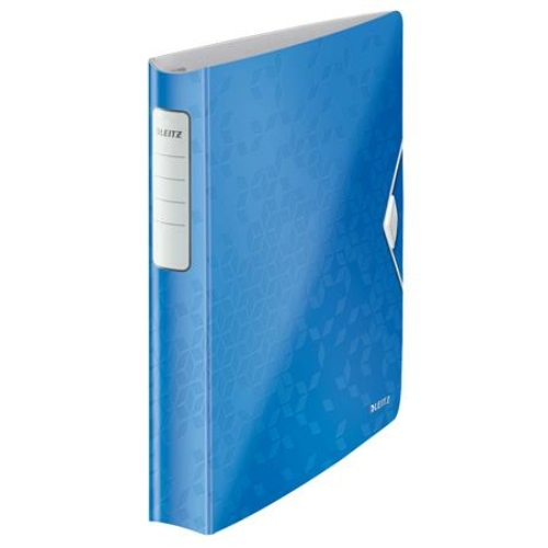 Gyűrűs könyv, 4 gyűrű, D alakú, 52 mm, A4, PP, LEITZ "Active Wow" kék