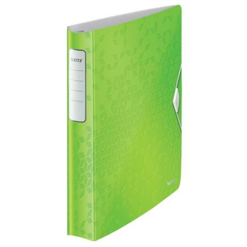 Gyűrűs könyv, 4 gyűrű, D alakú, 52 mm, A4, PP, LEITZ "Active Wow", zöld