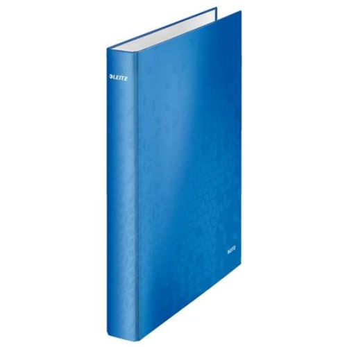 Gyűrűs könyv, 2 gyűrű, D alakú, 40 mm, A4 Maxi, karton, LEITZ "Wow", kék