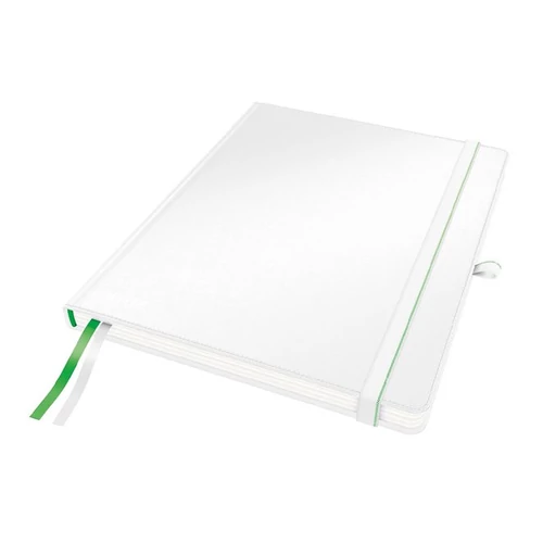 Jegyzetfüzet, exkluzív, iPad méret, kockás, 80 lap, keményfedeles, LEITZ "Complete", fehér
