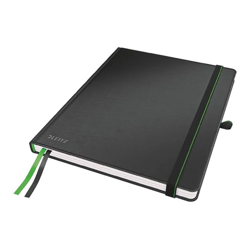 Jegyzetfüzet, exkluzív, iPad méret, kockás, 80 lap, keményfedeles, LEITZ "Complete", fekete