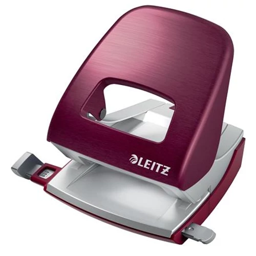 Lyukasztó, kétlyukú, 30 lap, fém, LEITZ "Nexxt Style, gránátvörös