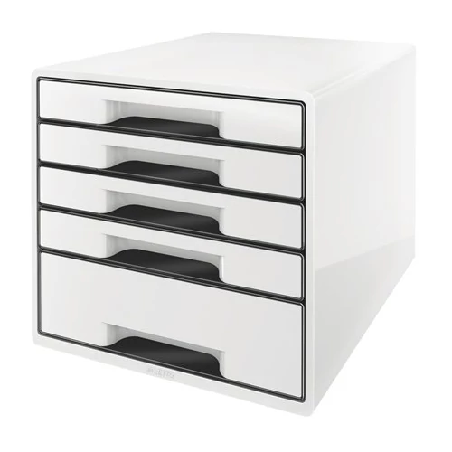 Irattároló, műanyag, 5 fiókos, LEITZ "Cube", fehér