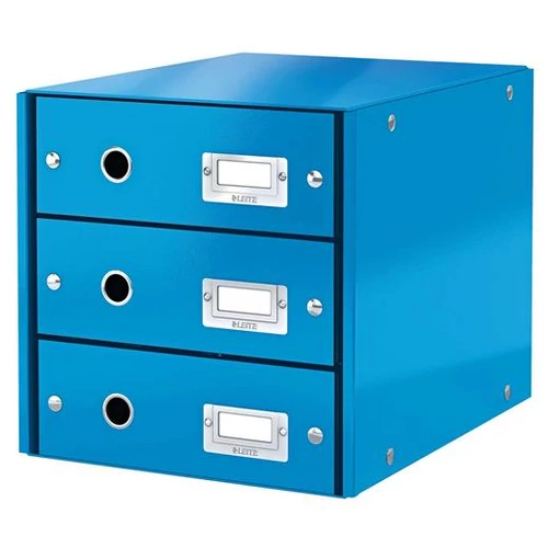 Irattároló, laminált karton, 3 fiókos, LEITZ "Click&Store", kék