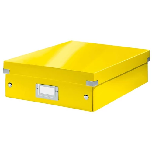 Tárolódoboz, rendszerező, laminált karton, M méret, LEITZ "Click&Store", sárga