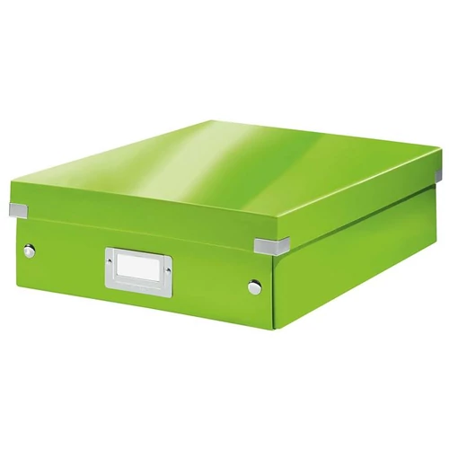Tárolódoboz, rendszerező, laminált karton, M méret, LEITZ "Click&Store", zöld