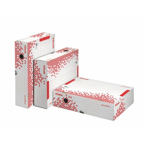 Archiváló doboz, A4, 80 mm, újrahasznosított karton, felfelé nyíló, ESSELTE "Speedbox", fehér