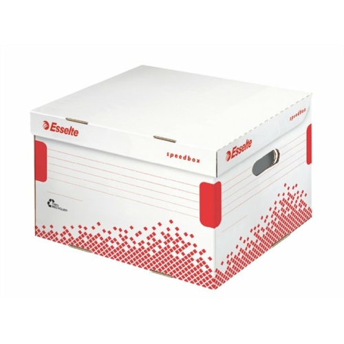 Archiváló konténer, M méret, újrahasznosított karton, ESSELTE "Speedbox", fehér