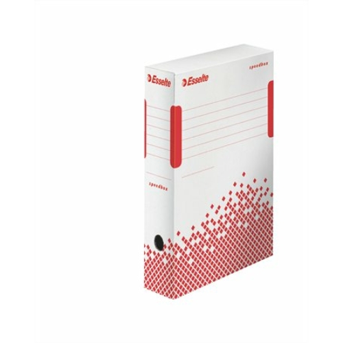 Archiváló doboz, A4, 80 mm, újrahasznosított karton, ESSELTE "Speedbox", fehér