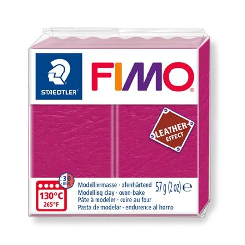 Gyurma, 57 g, égethető, FIMO "Leather Effect", bogyópiros