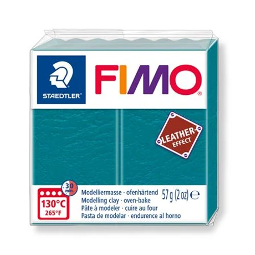 Gyurma, 57 g, égethető, FIMO "Leather Effect", lagúnazöld