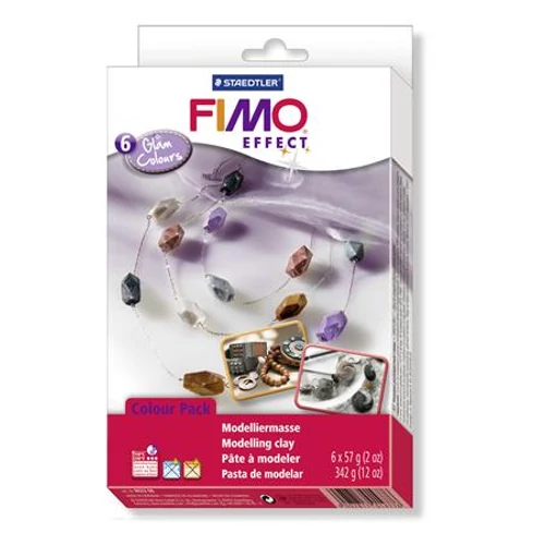 Gyurma készlet, 6x57 g, égethető, FIMO "Effect Material Pack", gyöngyház színek