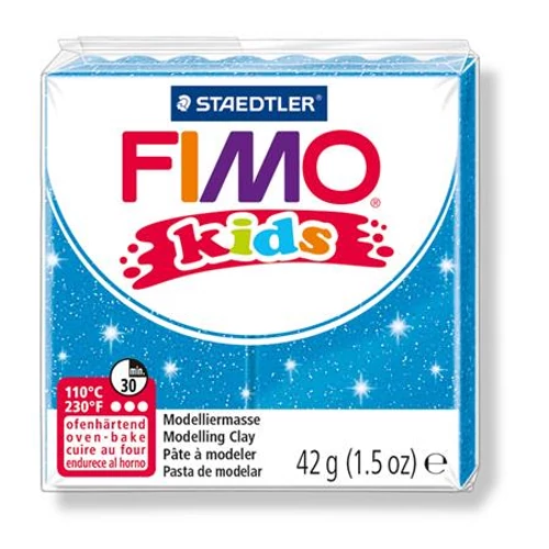 Gyurma, 42 g, égethető, FIMO "Kids", glitteres kék