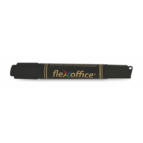 Alkoholos marker, 0,8/6,0 mm, kúpos/vágott, kétvégű, FLEXOFFICE "PM04", fekete