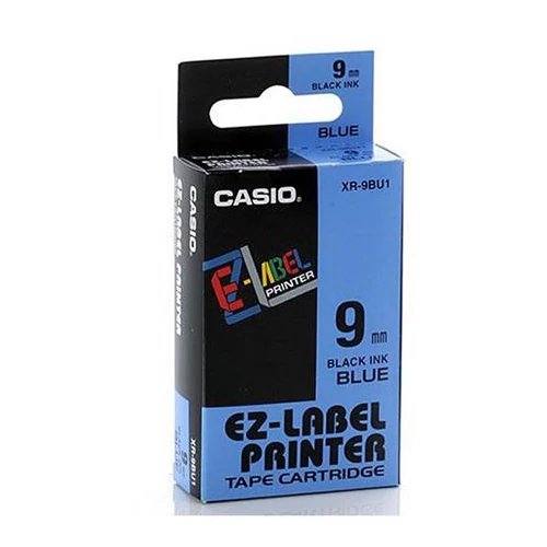 Feliratozógép szalag, 9 mm x 8 m, CASIO, kék-fekete