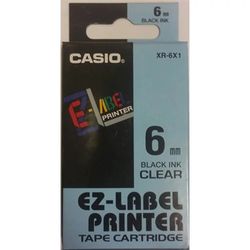Feliratozógép szalag, 6 mm x 8m, CASIO, víztiszta-fekete