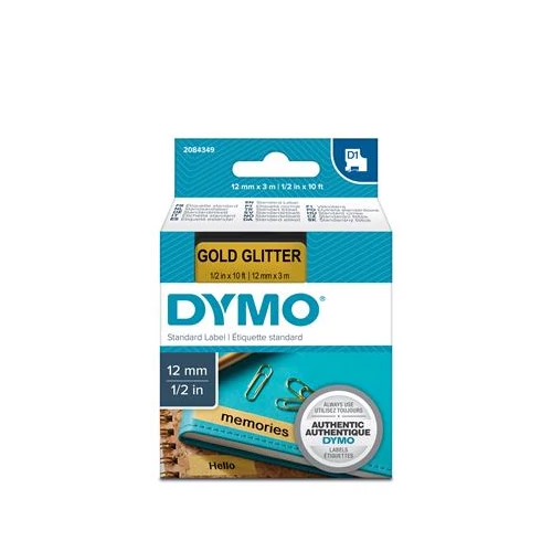 Feliratozógép szalag, 12 mm x 3 m, DYMO "D1", arany-fekete