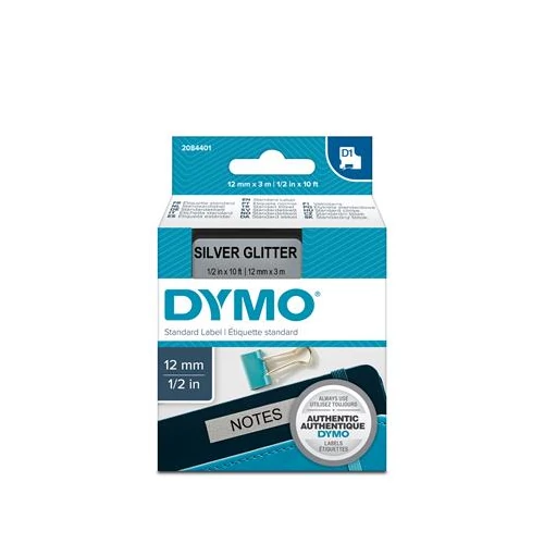 Feliratozógép szalag, 12 mm x 3 m, DYMO "D1", ezüst-fekete