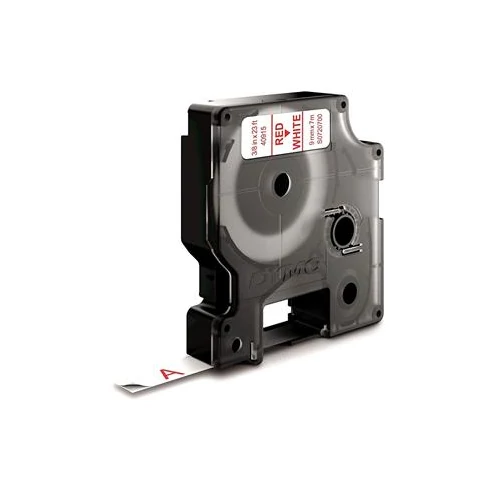 Feliratozógép szalag, 9 mm x 7 m, DYMO "D1", fehér-piros