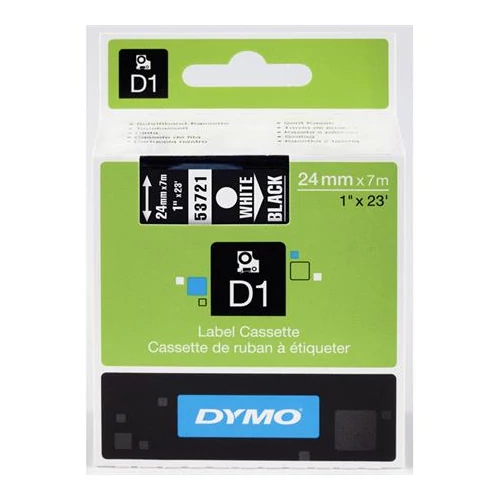 Feliratozógép szalag, 24 mm x 7 m, DYMO "D1", fekete-fehér
