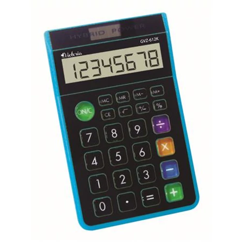 Számológép, asztali, 8 számjegy, VICTORIA "GVA-612K", kék