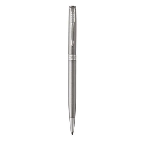 Golyóstoll, 0,7 mm, M, rotációs, díszdoboz, ezüst színű klip, rozsdamentes acél tolltest, PARKER "Royal Sonnet Slim", fe