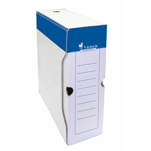Archiváló doboz, A4, 100 mm, karton, VICTORIA, kék-fehér
