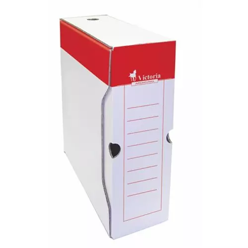 Archiváló doboz, A4, 100 mm, karton, VICTORIA, piros-fehér