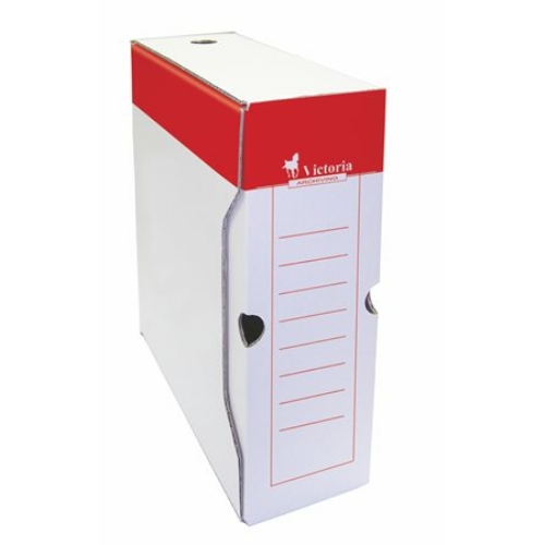 Archiváló doboz, A4, 100 mm, karton, VICTORIA, piros-fehér