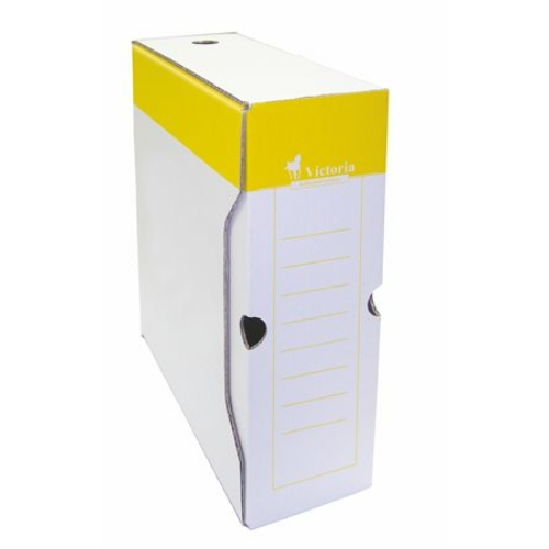 Archiváló doboz, A4, 100 mm, karton, VICTORIA, sárga-fehér