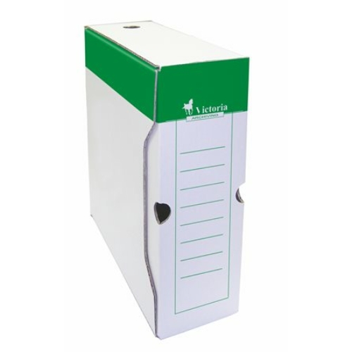 Archiváló doboz, A4, 100 mm, karton, VICTORIA, zöld-fehér