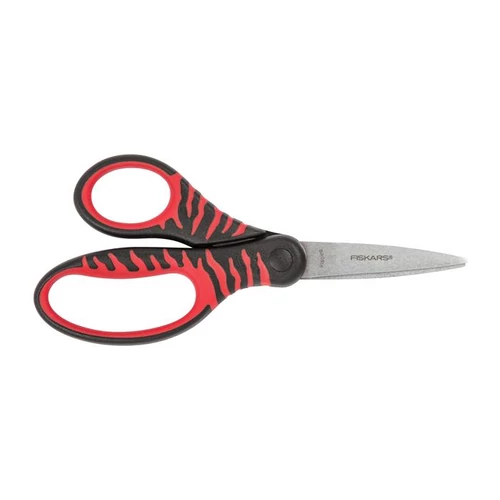 Olló, iskolai, 15 cm, FISKARS "Softgrip", fekete és piros