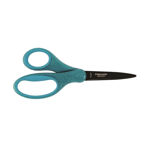 Olló, iskolai, 18 cm, FISKARS, kék csillámos