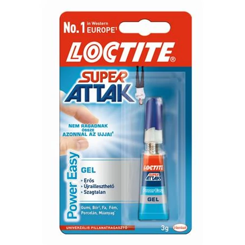 Pillanatragasztó gél, 3 g, HENKEL "Loctite Super Attak Power Easy"