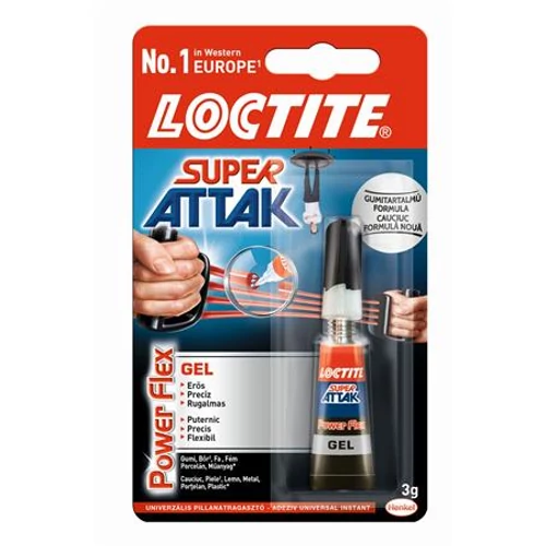 Pillanatragasztó gél, 3 g, HENKEL "Loctite Super Attak PowerFlex Gel"