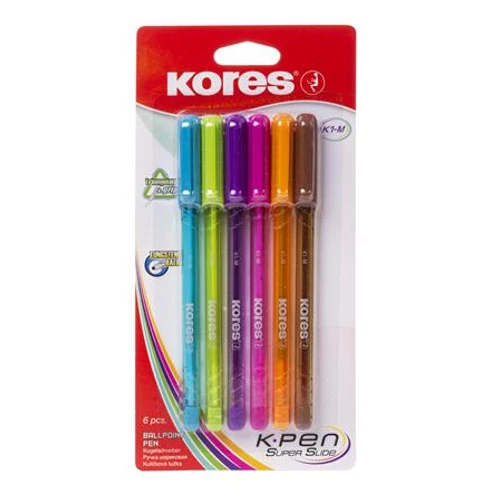 Golyóstoll készlet, 1,0 mm, kupakos, háromszögletű, KORES,vegyes