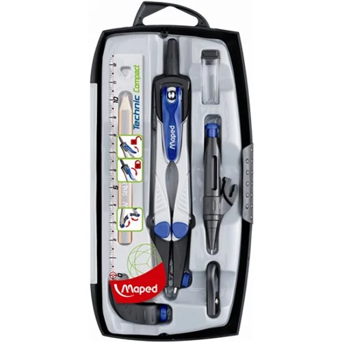 Körző készlet, 6 darabos, MAPED "Technic Compact"