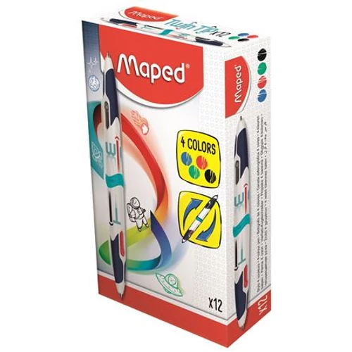 Golyóstoll, 0,5 mm, kétvégű, MAPED "Twin Tip", 4 hagyományos szín