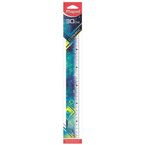 Vonalzó, műanyag, 30 cm, MAPED "Cosmic", vegyes színek