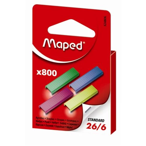 Tűzőkapocs, 26/6, színes, MAPED