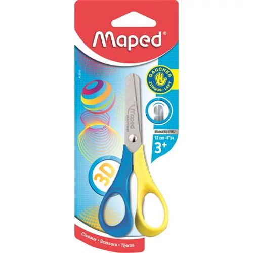 Olló, óvodai, 12 cm, balkezes, MAPED "Vivo 3D", vegyes színek