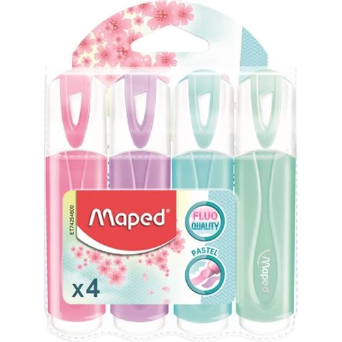 Szövegkiemelő készlet, 1-5 mm, MAPED "Fluo Peps Quality", 4 különböző pasztell szín