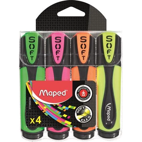 Szövegkiemelő készlet, 1-5 mm, MAPED "Ultra Soft", 4 különböző szín