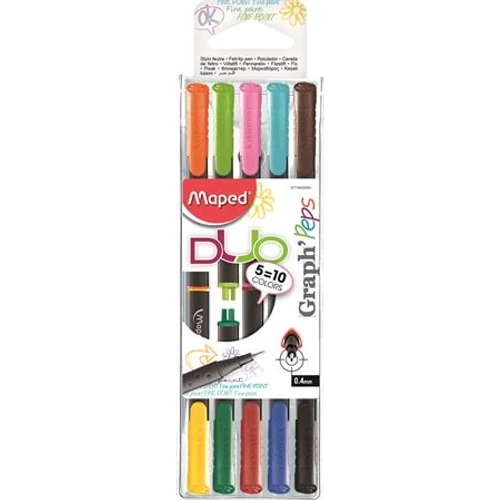 Tűfilc készlet, 0,4 mm, MAPED "Graph`Peps Duo", vegyes színek