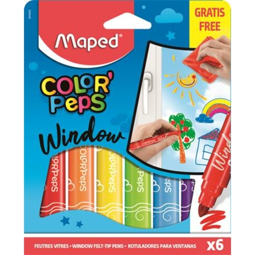 Ablakfilc készlet, MAPED "Color`Peps", 6 különböző szín